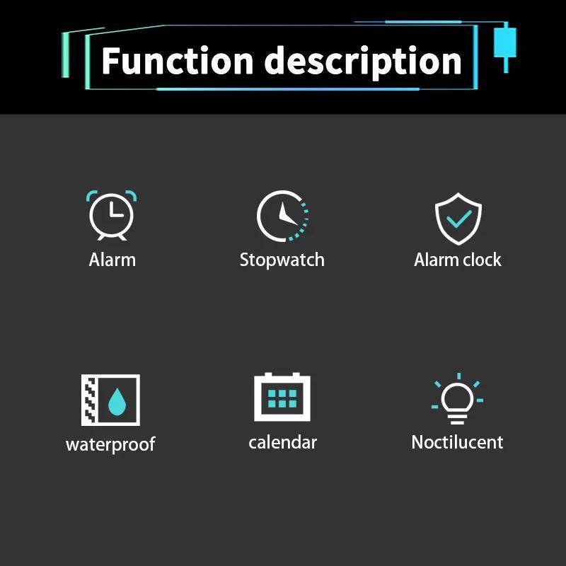 Sports Watch Men Digital Alarm Chrono Clock Waterproof Military Watches LED Electronic Wristwatch