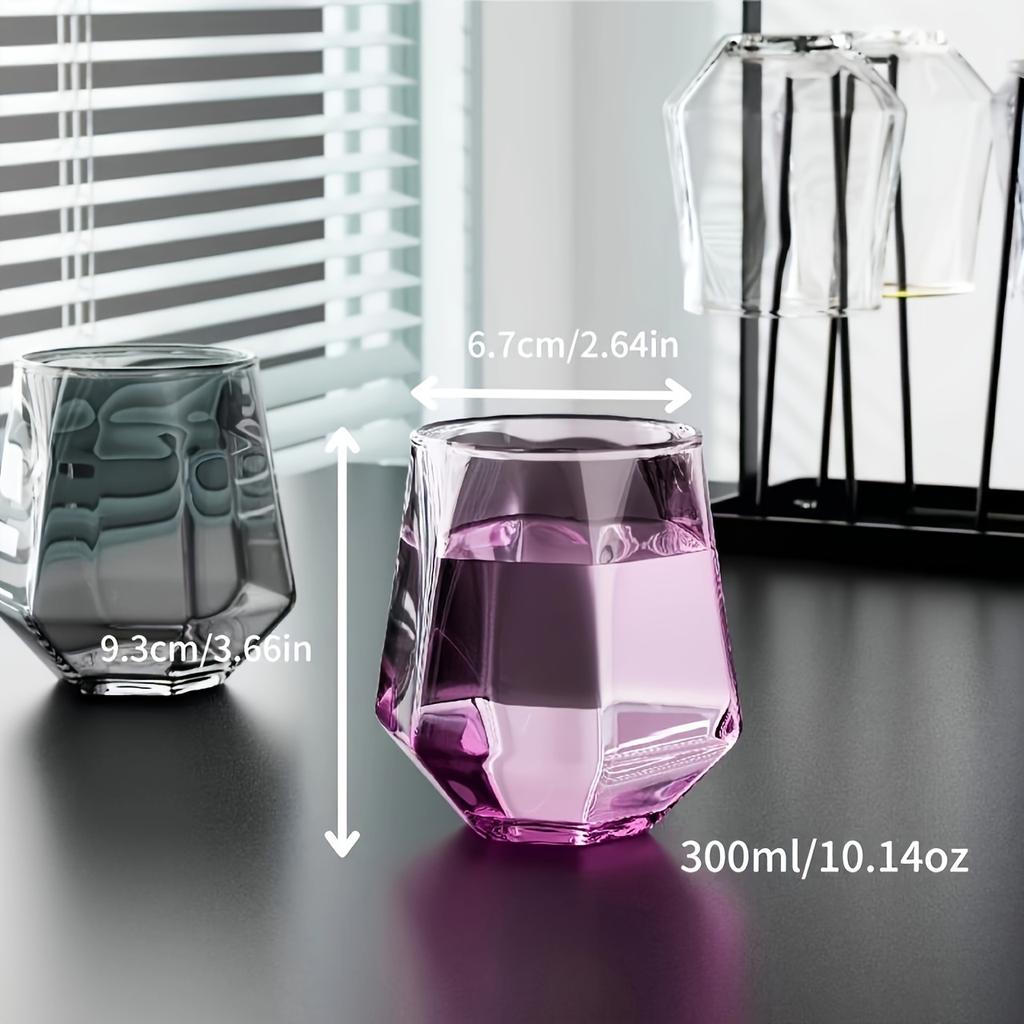 6pcs Geometric Glass Cups Heat Resistant Whisky Glasses Drinking Glasses For Juice Milk Tea And More Summer Winter Drinkware