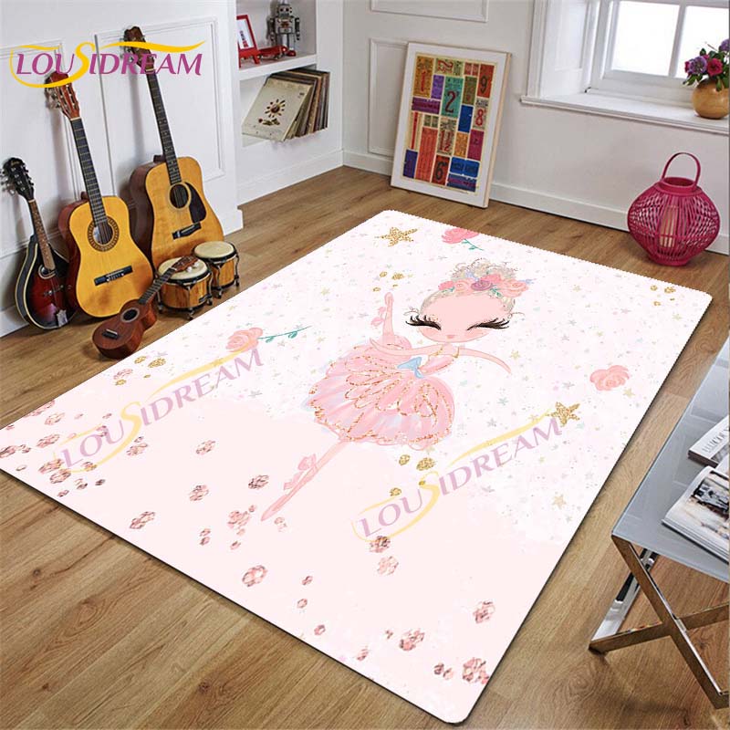 Ковер для балерины, ковер с рисунком балерины для девочек, розовые коврики для гостиной, спальни, декор для детской комнаты, декор для детской, подарок
