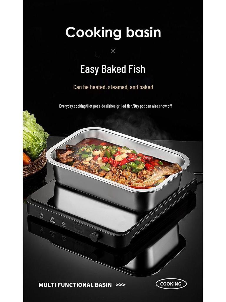 Очень большой глубокий прямоугольный самообслуживаемый пищевой бассейн из нержавеющей стали 304 с крышкой