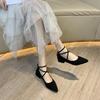 Low Heel Elegant Evening Women's Shoes Pointed Toe Pink Ladies Footwear Square Heels A Slip On Shoe Non Youthful Emo Offer Chic