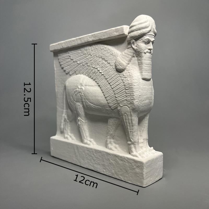 Mythical Creatures Winged Bull Plaster Statue Crafts Desk Decoration Creative Artwork Winged Bull Sculpture Room Aesthetic Decor