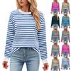 Женская повседневная туника, свободный топ с длинными рукавами и полосатым воротником