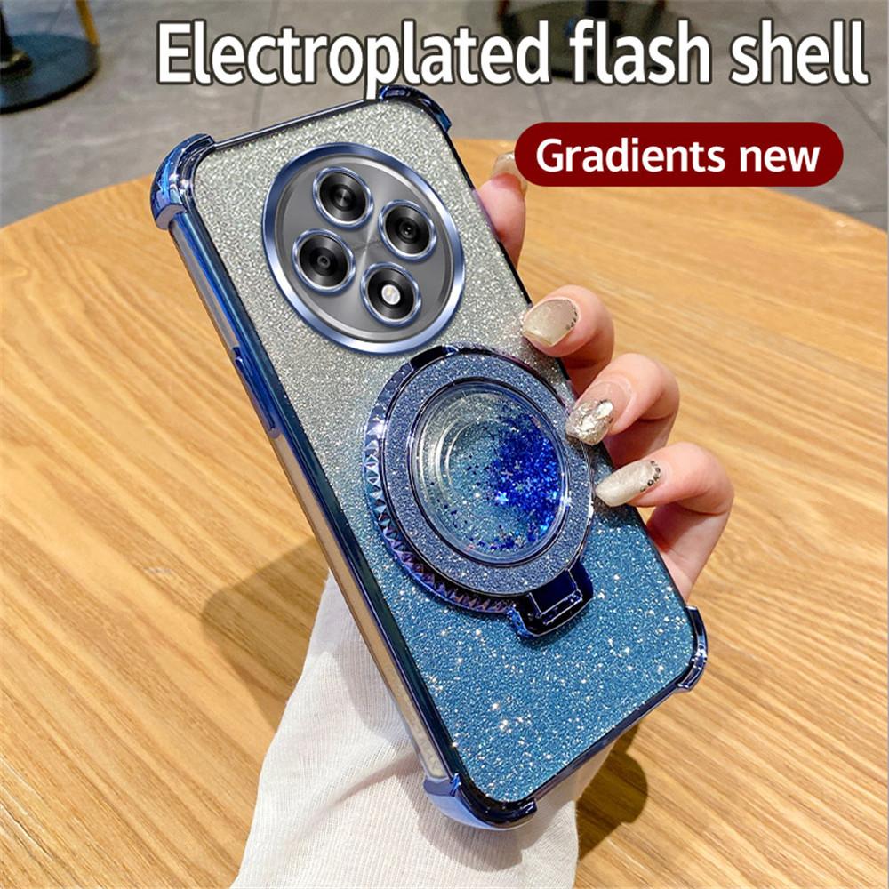 Магнитный чехол-подставка с зыбучим песком для телефона OPPO Reno 11F 5G 12 11 Pro A16 A16S A53S A54S A17 A5 A9 2020 Блестящая противоударная накладка