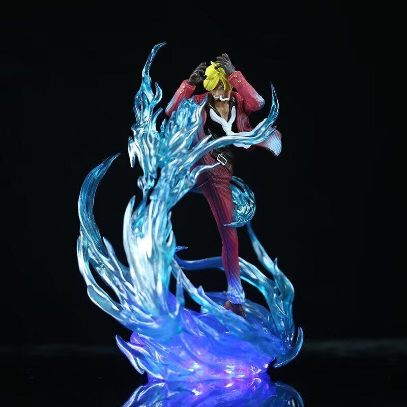 Anime One Piece Statue Figure Jacksdo Devil Wind Leg Vinsmoke Sanji Luminous Figure Collection Model Desktop Decoration Gift