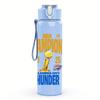 1PC Champions thunder yellow text print 750ml colorful plastic sports water bottle leakproof pop up lid with straw for outdoor work home use