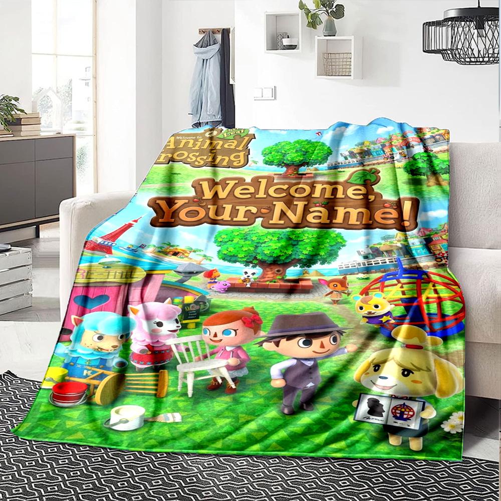 Name Custom Animal Crossing Print Flannel Blanket High Quality Warm Comfortable Cover for All Seasons Perfect for Gifts Home Decor