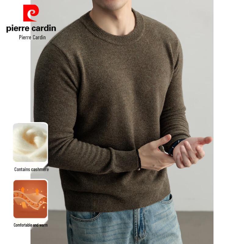 Pierre Cardin Men's Cashmere-Blend Thickened Crew Neck Sweater