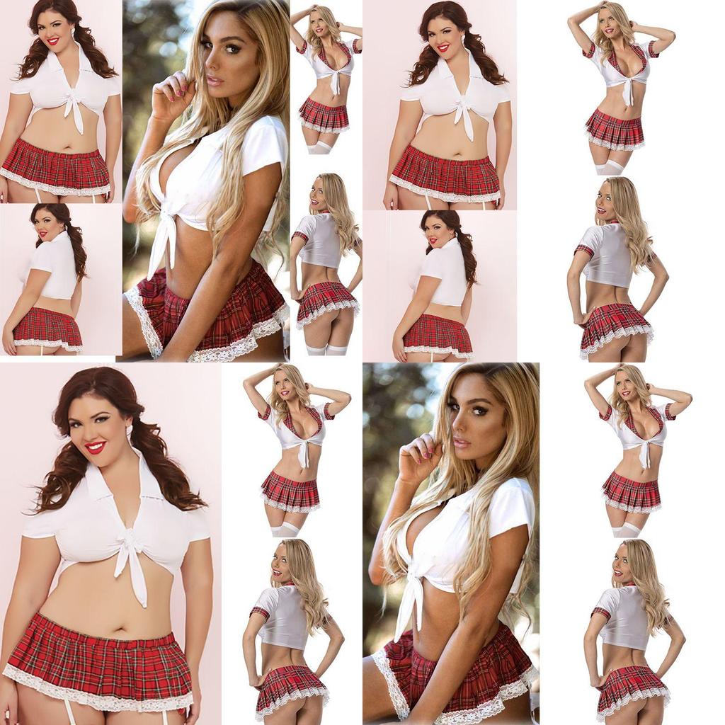 Women Sexy Lingerie Schoolgirl Student Uniform Cosplay Underwear Dress Lace