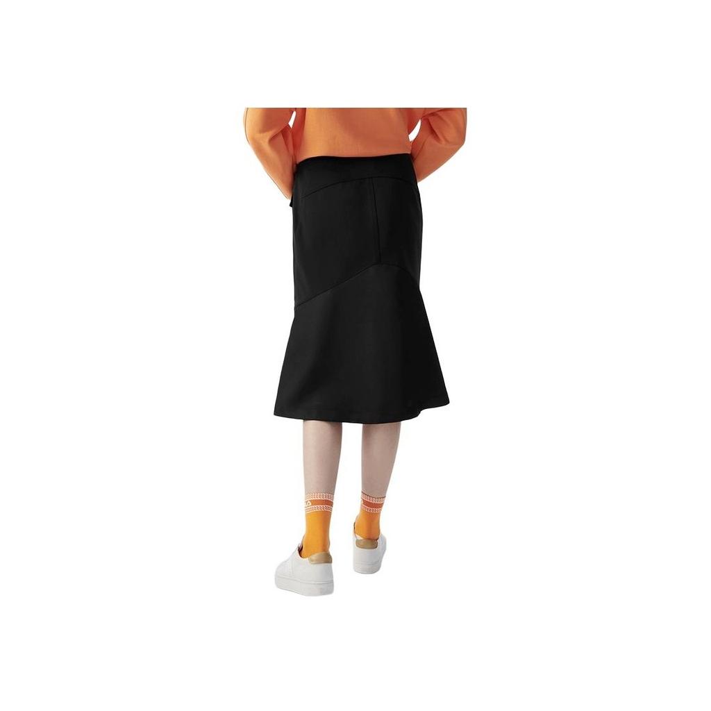 Fila Solid Color Loose Midi Skirt Women Skirts Black F11W314304F-BK