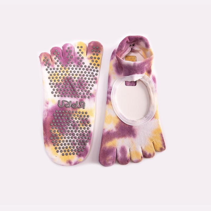 Женские носки для йоги с пятью пальцами, силиконовые нескользящие бандажные носки для балета, пилатеса, дышащие хлопковые спортивные носки с открытой спиной для танцев в помещении