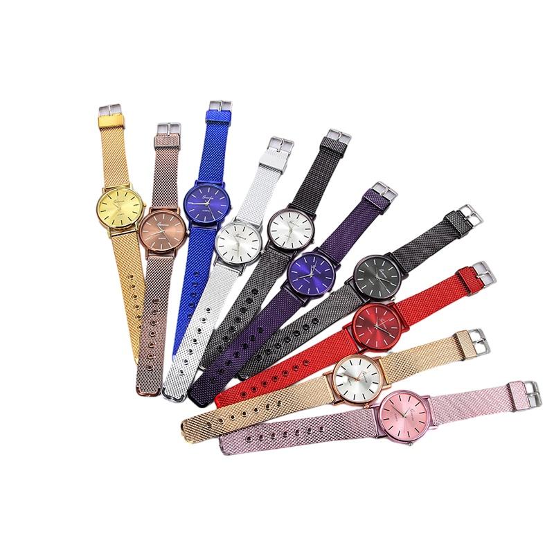 Модные унисекс кварцевые наручные часы, парные часы с декоративными элементами, модель 28035, сетчатый ремешок