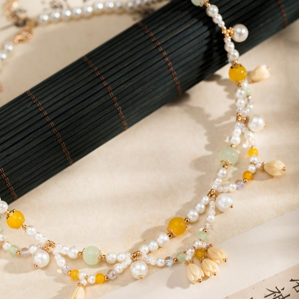 Exquisite Chinese Style Necklace Pearls Cheongsam Clavicle Chain Hanfu Necklaces Song Dynasty