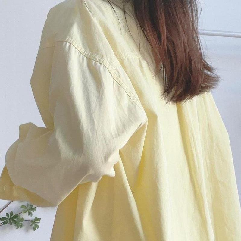 Женские рубашки с карманами, сшитые из однотонных тканей, корейские свободные блузки с отложным воротником и длинными рукавами, летняя защита от солнца, женский кардиган-топ