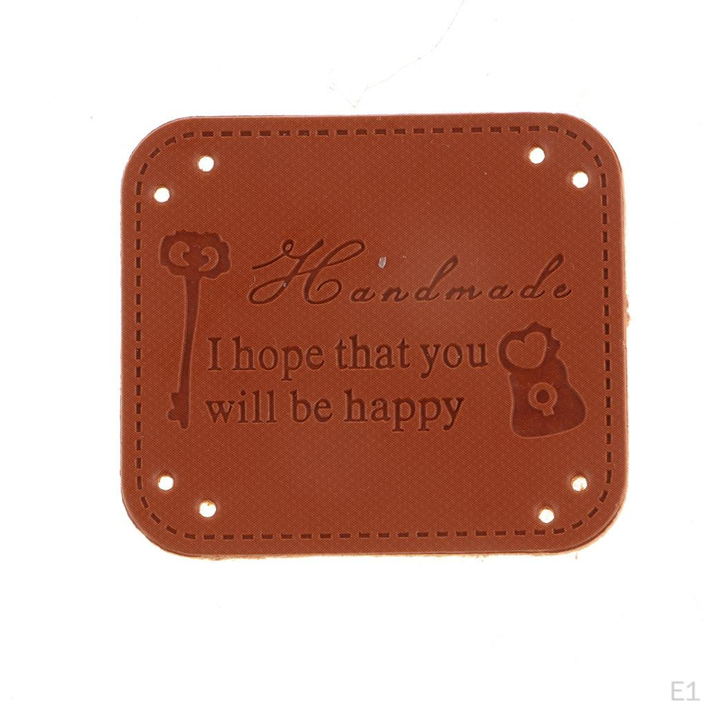 20Pcs PU Leather Labels Handmade Tag DIY Clothes Bag Sewing Craft - Key