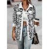 Women's Long Sleeve Jacket with Leopard Print Buttons Fashionable Autumn Winter Jacket In Plus Sizes