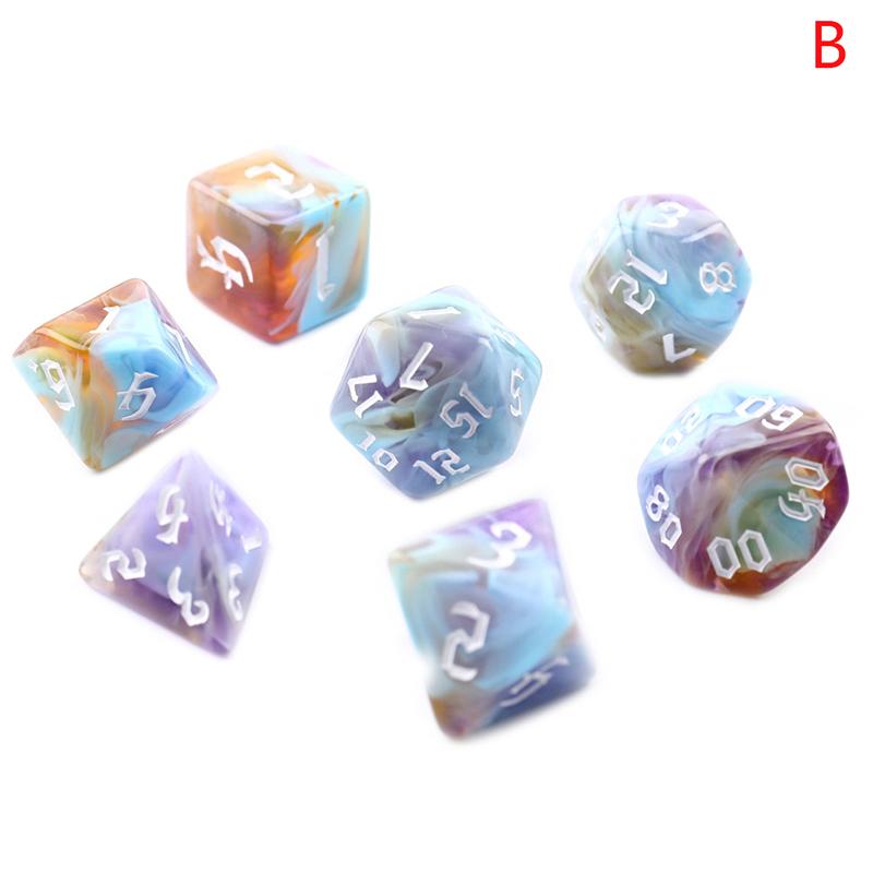 7Pcs/Set Four-Color Multi-Sided Digital Dice Set Running Group Game Dice