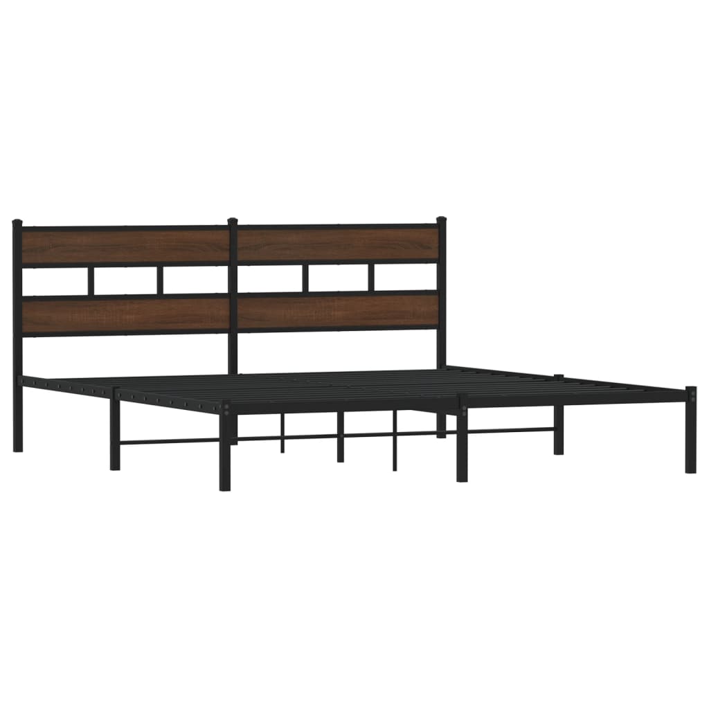 Bed Frame without Mattress with Headboard Brown Oak Finish 183 x 213 cm