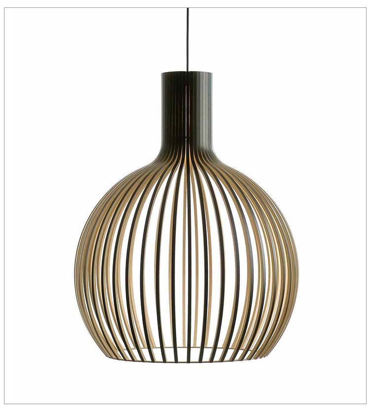 Modern Wood Pendant Light for Living Room Decoration Black Hanging Lamp Suspension Wooden Chandelier Lighting Fixtures