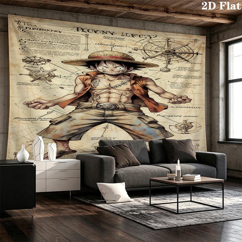 Тканевое панно с Манки Д. Луффи из One Piece Эстетичное настенное панно Печатный тканевый плед Декоративные панно для спальни гостиной Домашний декор