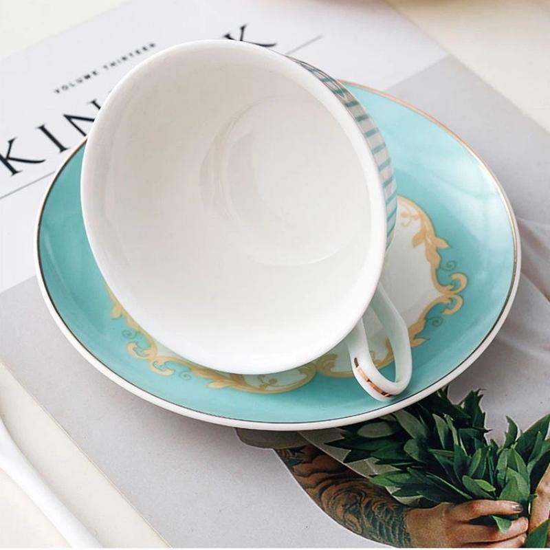 220ml Nordic Bone China Coffee Cup Set, Vintage English Style Tea & Coffee Mug Set