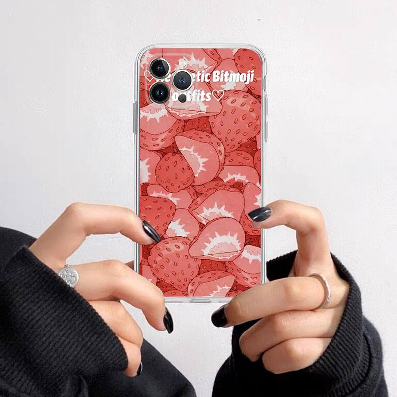 FHNBLJ Summer Strawberry Phone Case For iPhone 13 14 Pro Max XS XR 12 11 Pro 13 Mini 6 7 8 Plus Clear Back Cover Capa