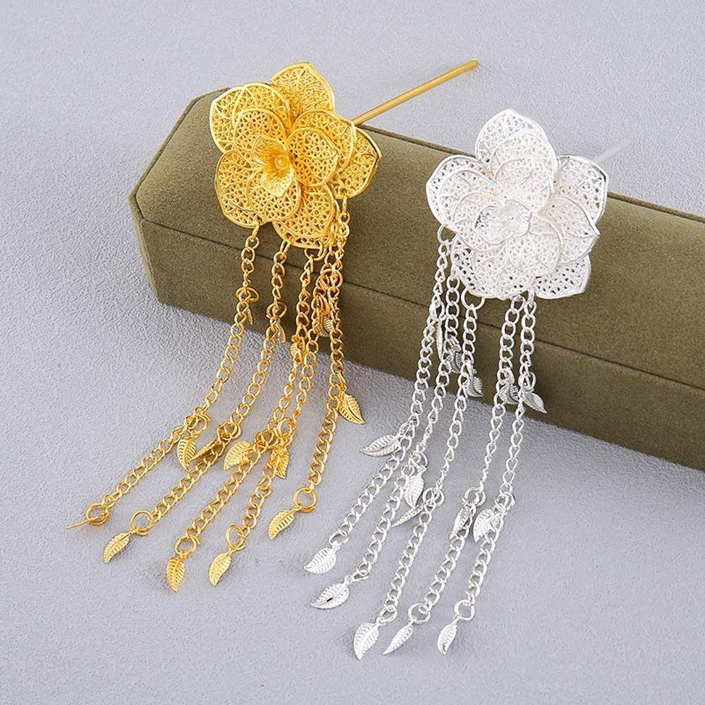 Flower Leaf Thai Ethnic Hair Fork Lightweight Tassel Headdress Girls Hair Accessories