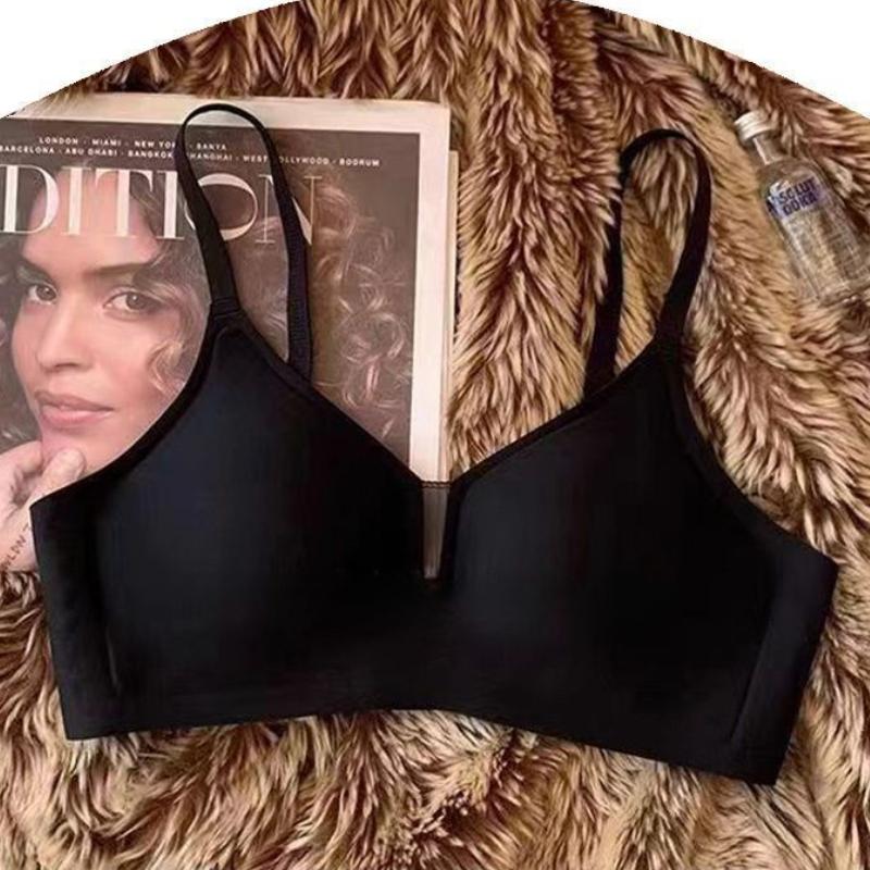 Бесшовный женский тонкий бюстгальтер с глубоким V-вырезом, с контролем боковых складок, мягкой поддержкой, предотвращающий провисание, без косточек и комфортный пуш-ап