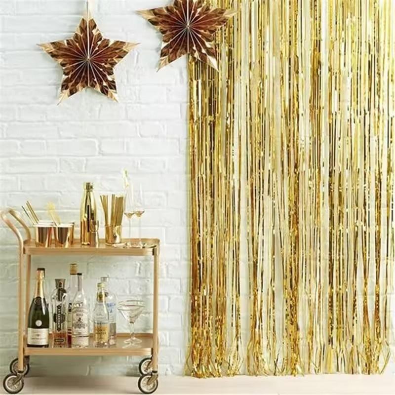 1/2/3Pack Glitter Party Backdrop Metallic Foil Tinsel Fringe Curtain Birthday Wedding Graduations Decoration Anniversary Photo. 5