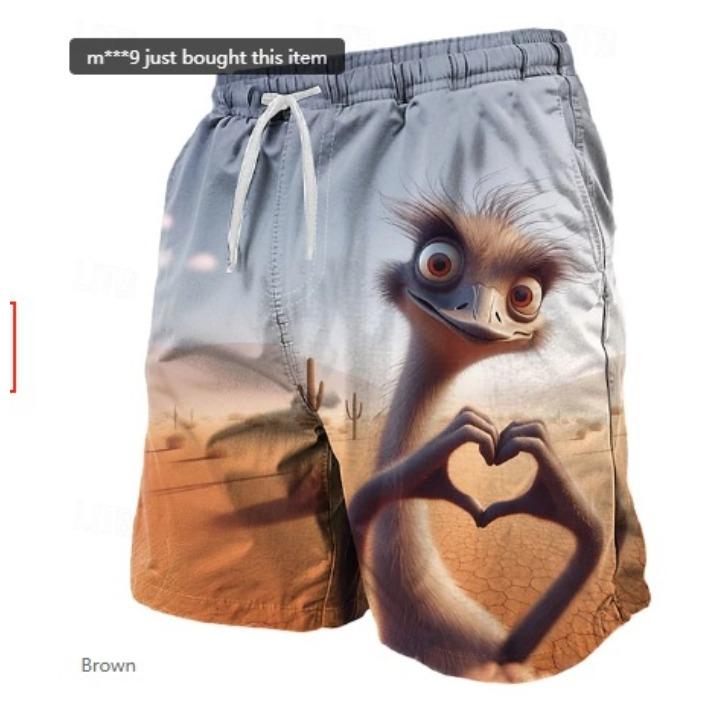 Летние 3D Забавные Мультяшные Животные Принт Шорты Модные Повседневные Пляжные Мужские Шорты