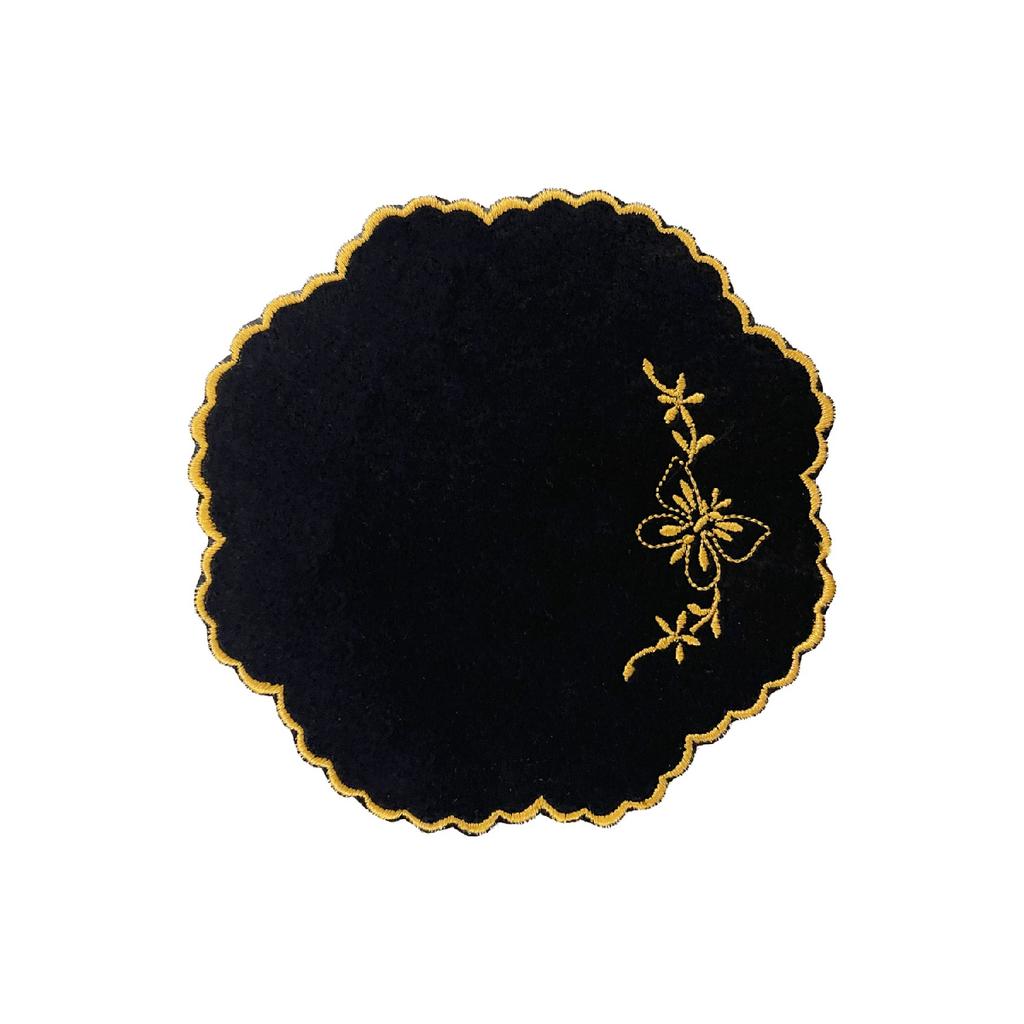 Набор из 6 маленьких льняных салфеток для сервировки кофе с вышивкой в виде бабочек