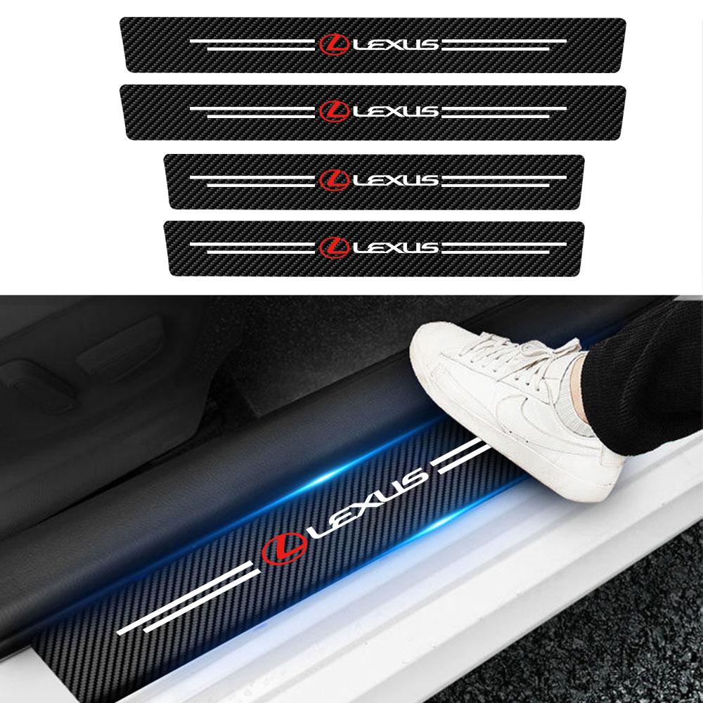 4Pcs Car Logo Threshold strip Auto Door Sill Pedal Sticker Interior Accessories For Lexus LS LC IS350 ES300h ES300 IS250 IS220d AFL1