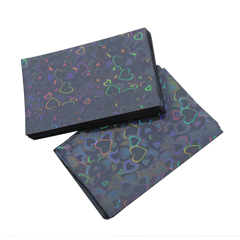 50pcs Heart Printed Laser Frosted Film Kpop Card Holders Idol Card Collect Protective Film Photocard Game Cards Protector Cover