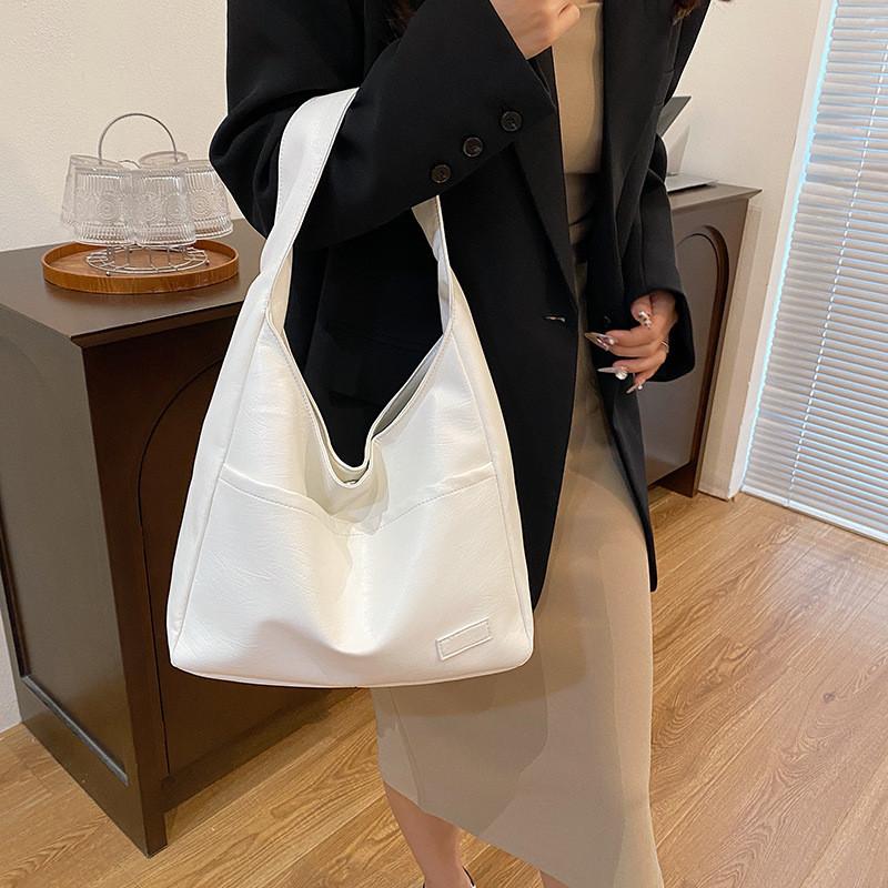 Chic Retro Large Capacity Tote Bag For Women With Unique Design And Stylish Appeal In Black White Brown Or Coffee Colors