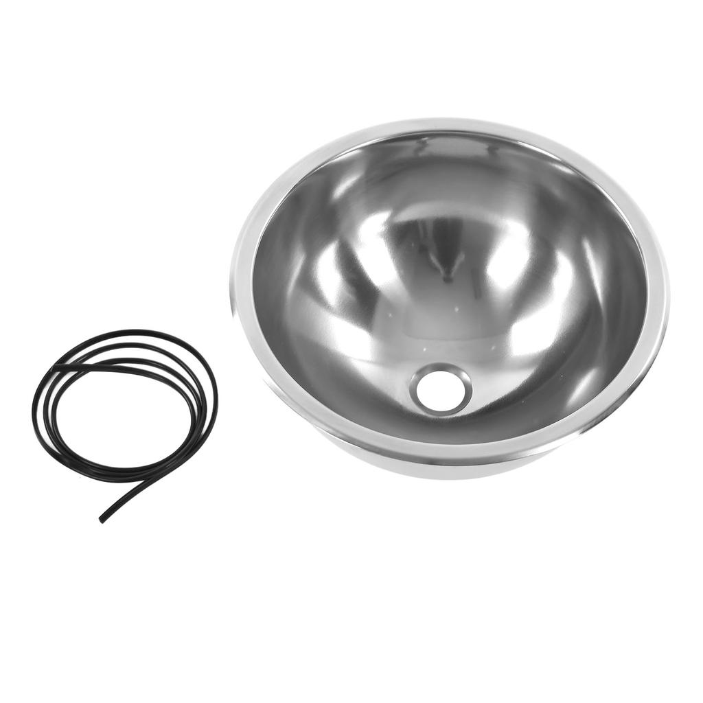 RV Single Bowl Sink Round 340mm 13.4in Diameter 304 Stainless Steel Large Capacity for Camper Yacht Kitchen