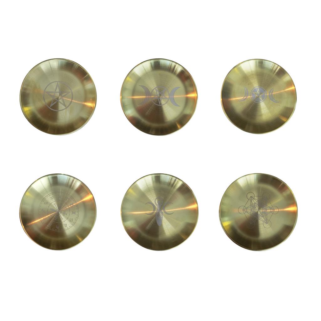 Пентаграмма Астрология Подсвечник Настольный Алтарь Тарелка Плитка Гадание Круглая Металлическая Тарелка Для Хранения Подсвечник Ритуальный Поднос