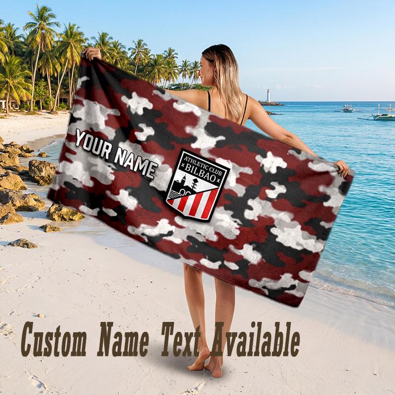 Athletic Bilbao FC Design Beach Towel Custom Text Large Towel for Beach Vacation