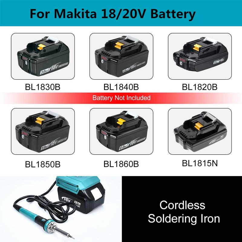 60W Wireless Electric Soldering Iron For Makita/Dewalt 18/20V Battery Welding Tool 300-510℃ Temperature Adjustable Fast Heating