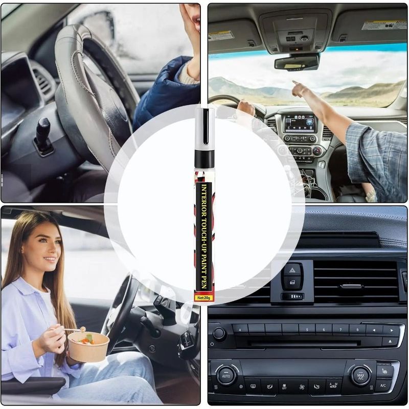 Black Plastic Touch-Up Paint Pen for Car Interior, Dashboard, Steering Wheel & Control Buttons Scratch Repair