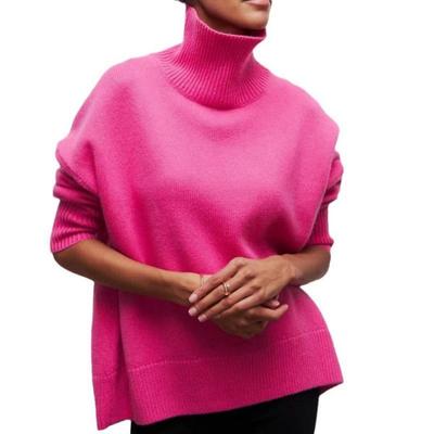 Элегантный женский свитер с высоким воротником, теплый, толстый, вязаный пуловер, повседневные джемперы с длинным рукавом, однотонные базовые топы для осени и зимы