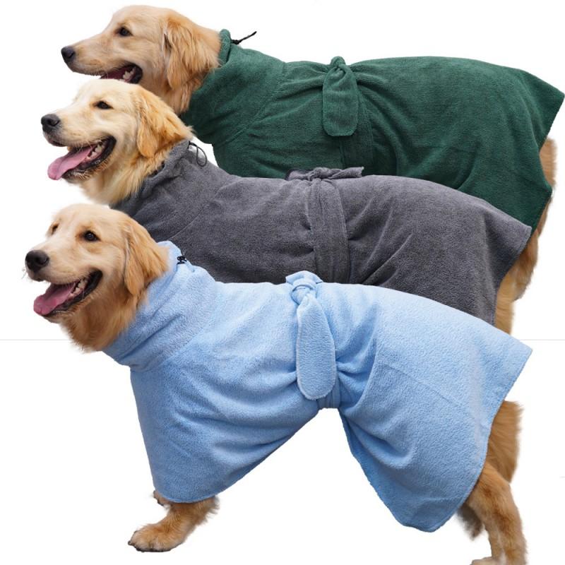 Quick-Dry Pet Hooded Towel Robe Super Absorbent Microfiber Dog Cat Bath Wrap Small Medium Large Breeds