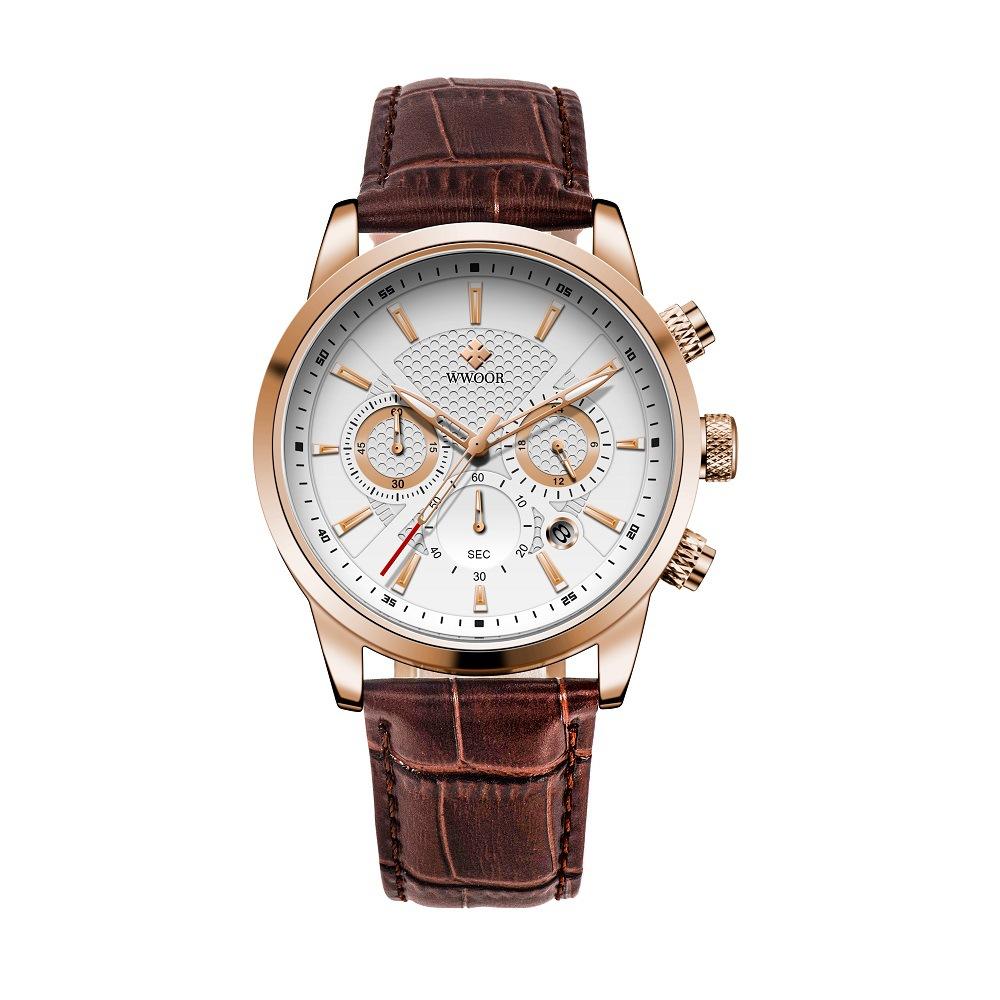 WWOOR часы с кожаным ремешком, мужские ретро светящиеся кварцевые часы, деловые повседневные модные мужские часы, модные часы