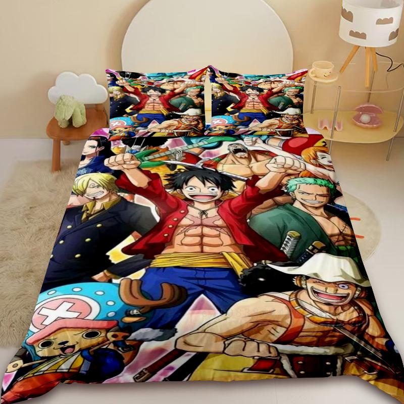 3pcs Anime One Piece Duvet Cover Luffy Cartoon Bedding Set Quilt Cover Twin King Size for Bedroom Decor Children Gifts