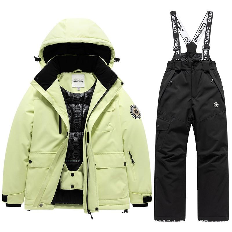 Kids Ski Suit Set Winter Waterproof Windproof Thermal Snowsuit Boys Girls 6-16 Years Outdoor Snow Travel