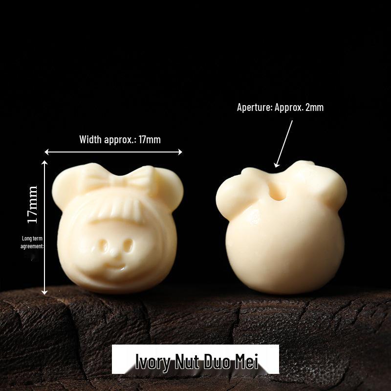 Ivory Nut Carved Pixiu Awakening Lion Wenwan Bracelets and Necklaces - Handmade Jewelry Accessories for DIY.