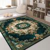 Luxury Green Carpet Flower Design Non-Slip Big Size Living Room Rug Golden Border European Tatami Mat Soft Bedroom Rugs Washable