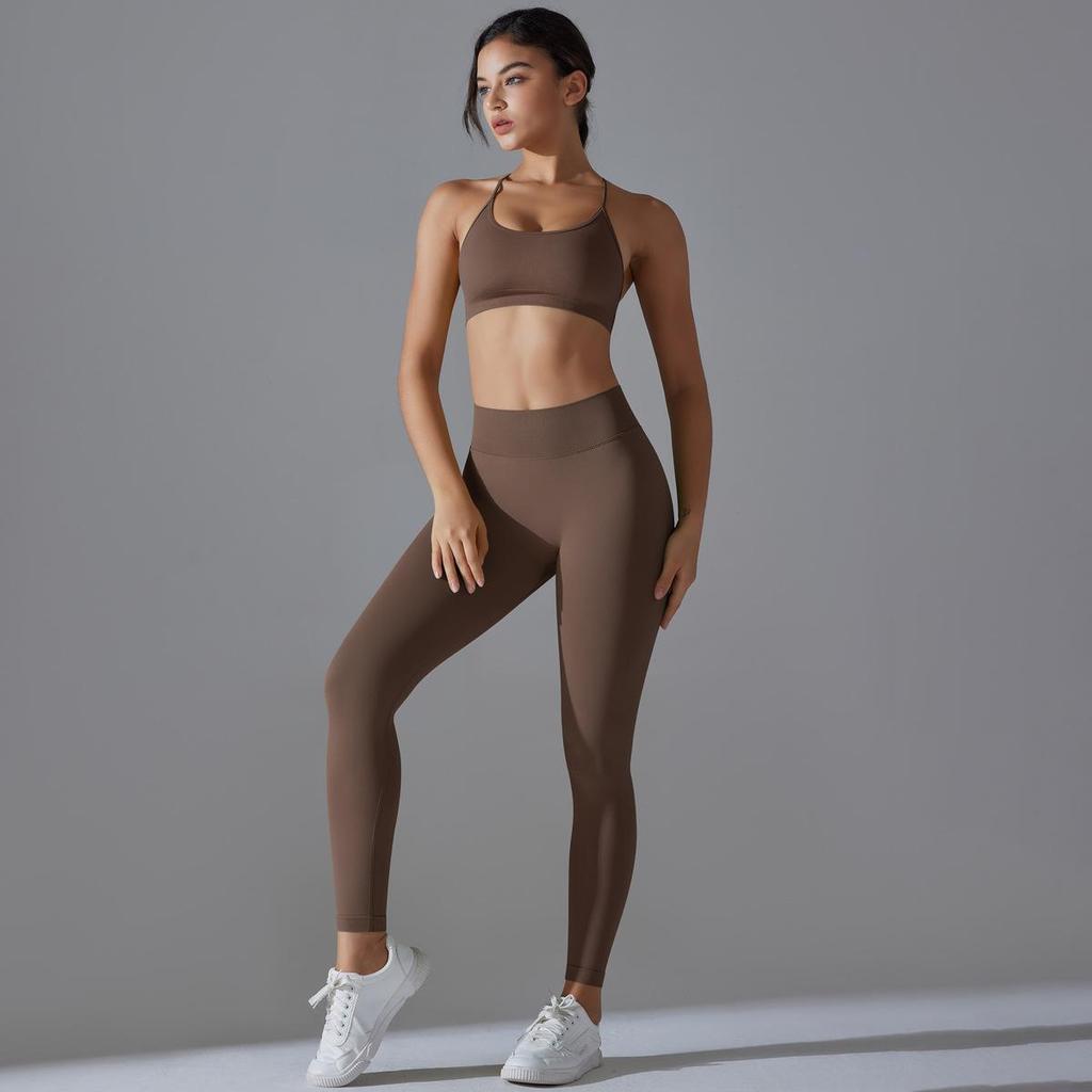 Nessaj Одежда для бега и тренировок, женская бесшовная спортивная одежда, леггинсы с высокой талией, бюстгальтер с перекрестными бретелями, комплект для йоги