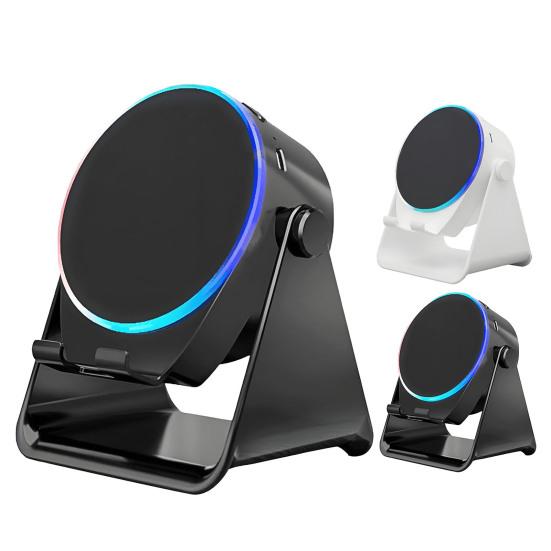 Беспроводной индукционный динамик с регулируемой подставкой для мобильного телефона, стереозвук, цветная подсветка, аккумулятор 800 мАч, перезаряжаемый, 5-в-1, динамик с поддержкой Bluetooth