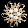 Flower Brooch Pin Rhinestone Crystal Faux Pearl Bouquet Bridal Wedding Jewelry
