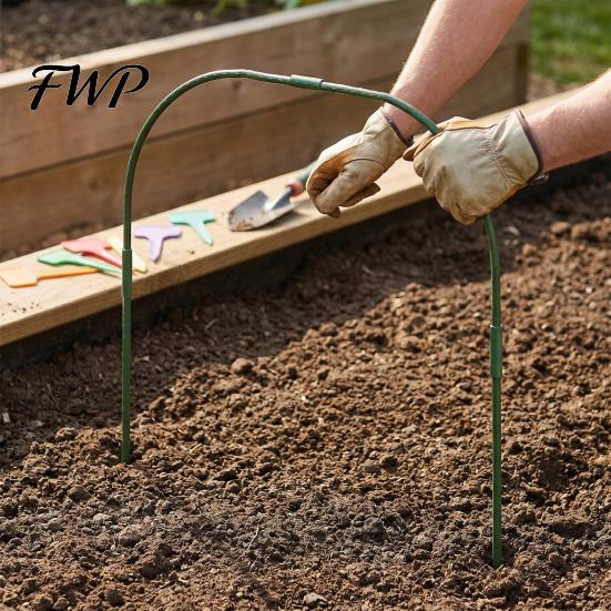 Garden Hoop Kit 1 Set Hoops Plastic Coated Greenhouse Rust Resistant Plant Support Cover Grow Tunnel for Raised Beds Row Insect Net Frame
